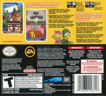 Simpsons Game, The (USA) box cover back